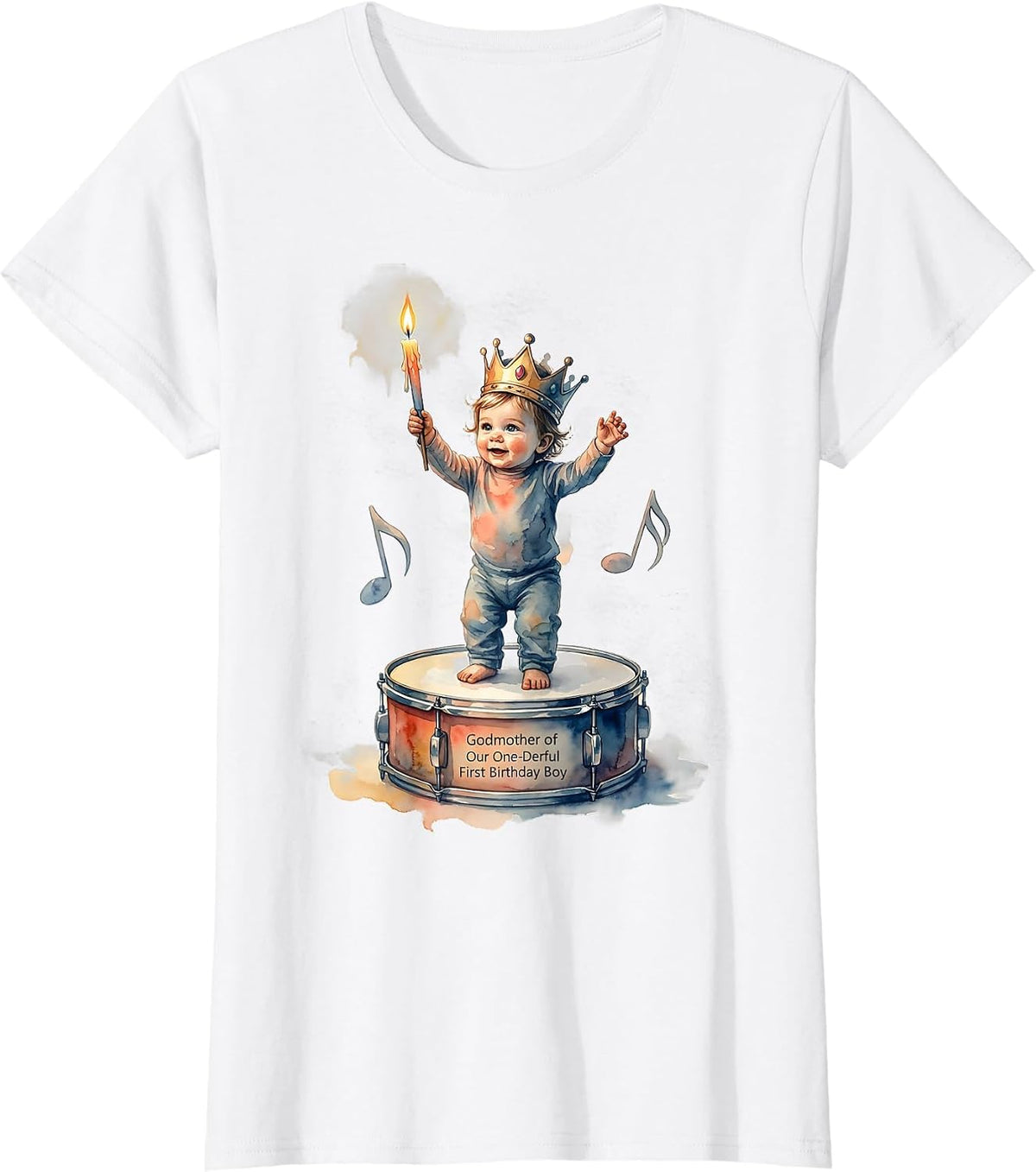 Women's Godmother of Our One-Derful First Birthday Boy Family T-Shirt - White