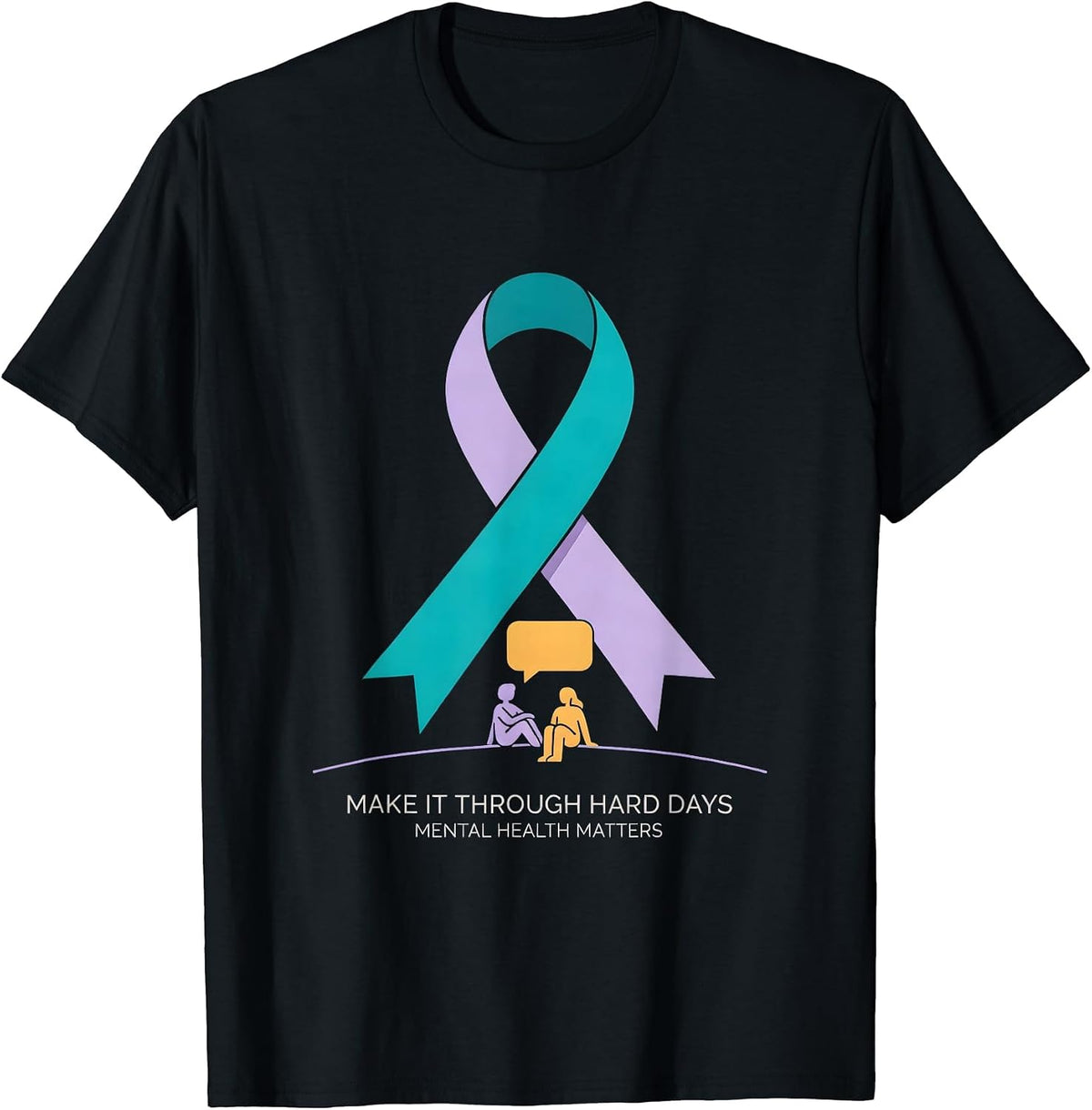 Men's Make It Through Hard Days Mental Health Support T-Shirt - Black