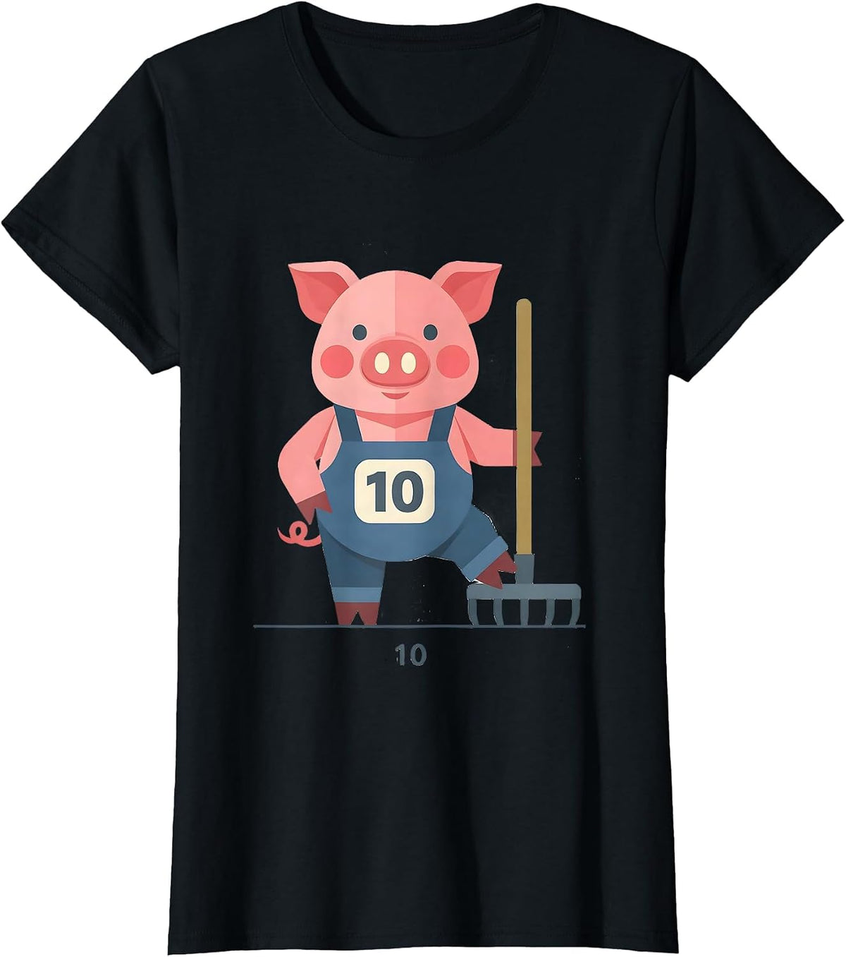 10 Flat Vector Pig Lover Halloween Costume Humor T-Shirt - Black