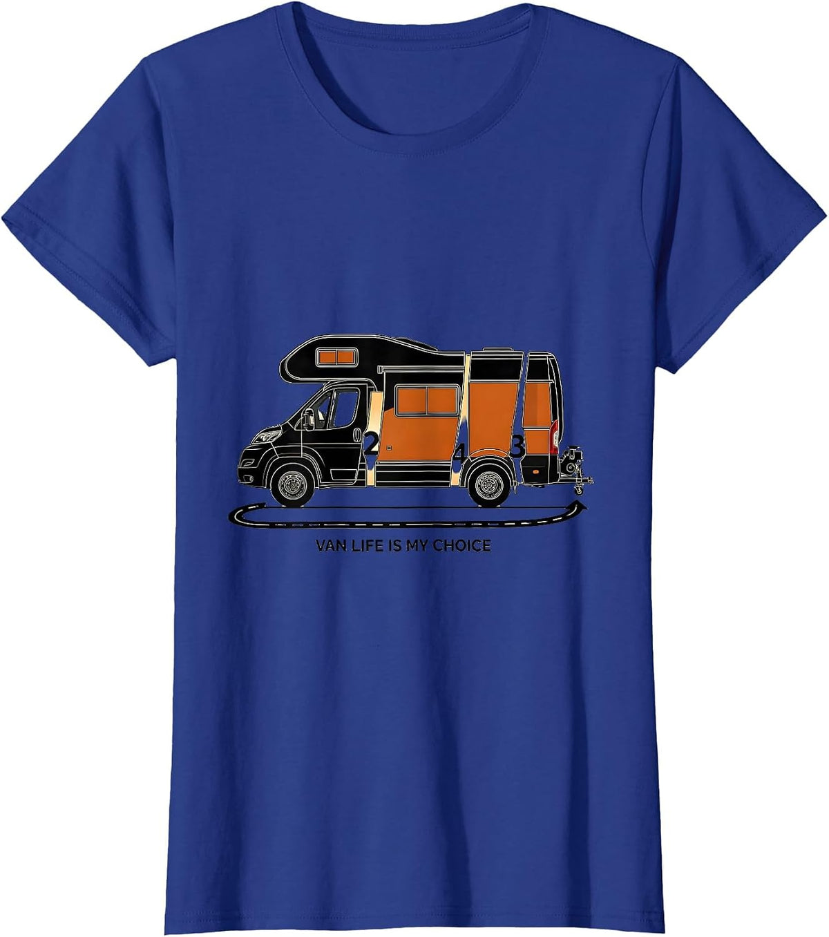 Women's Van Life Is My Choice Retro Van Dwellers Nomad Pride T-Shirt - Royal Blue