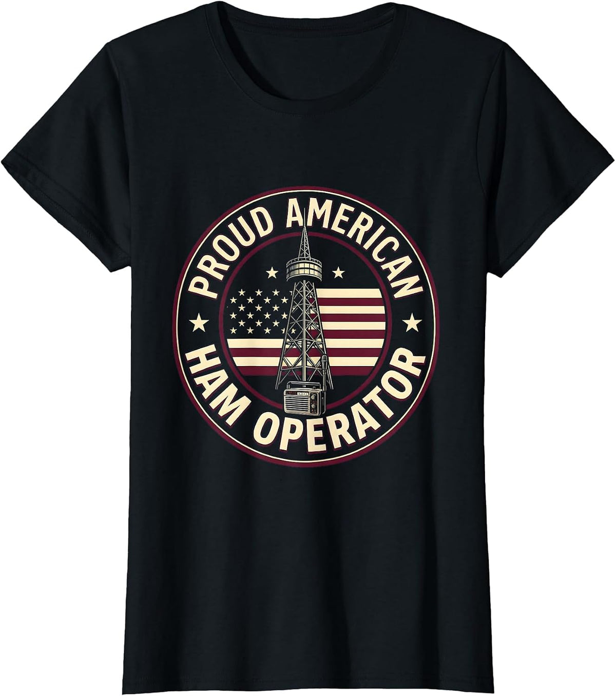 Proud American Ham Operator Vintage Radio Design T-Shirt - Black