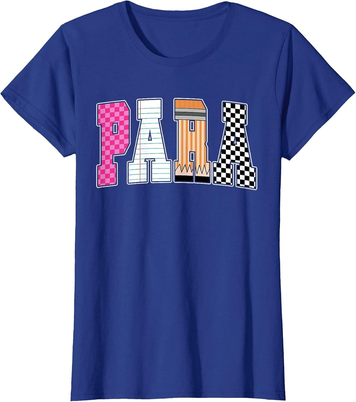 Back to School Teacher para, Preppy Checkered para Life T-Shirt - Royal Blue