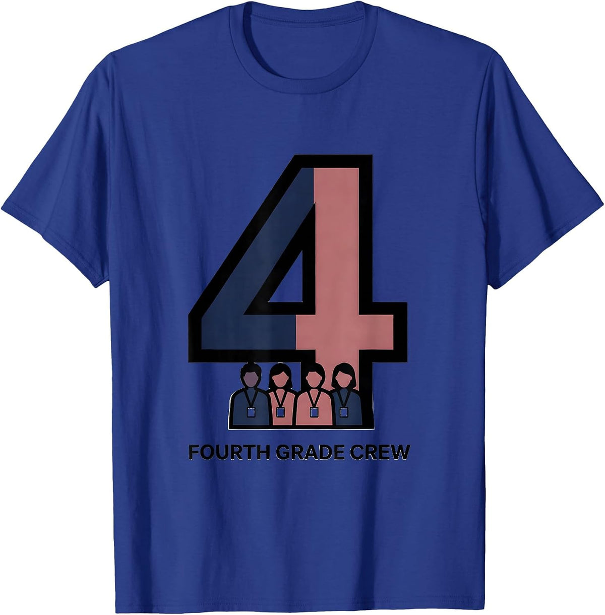 Men's Fourth Grade Crew Typography Team Fourth Grade Teacher Back T-Shirt - Royal Blue