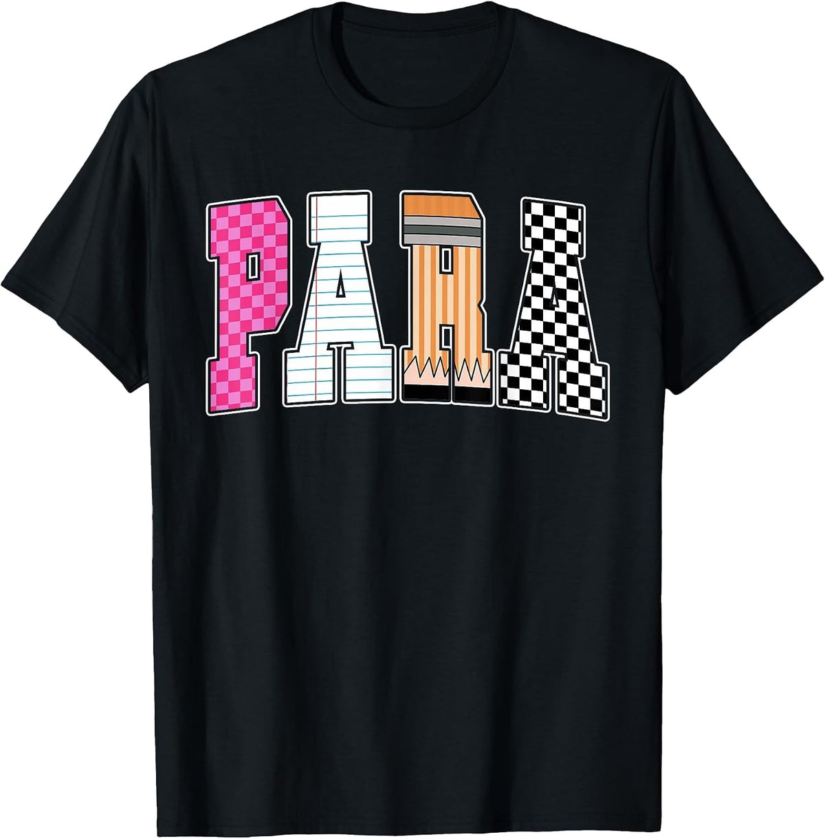 Back to School Teacher para, Preppy Checkered para Life T-Shirt - Black