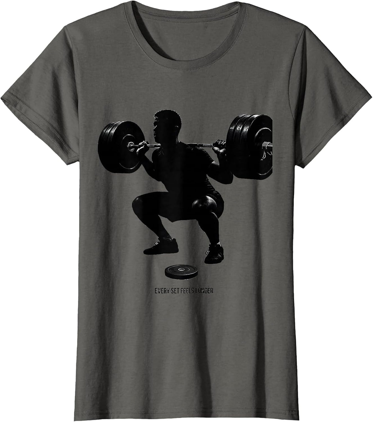 Women's Every Set Feels Longer Monochromatic Gym Humor Weightlifting T-Shirt - Asphalt Grey