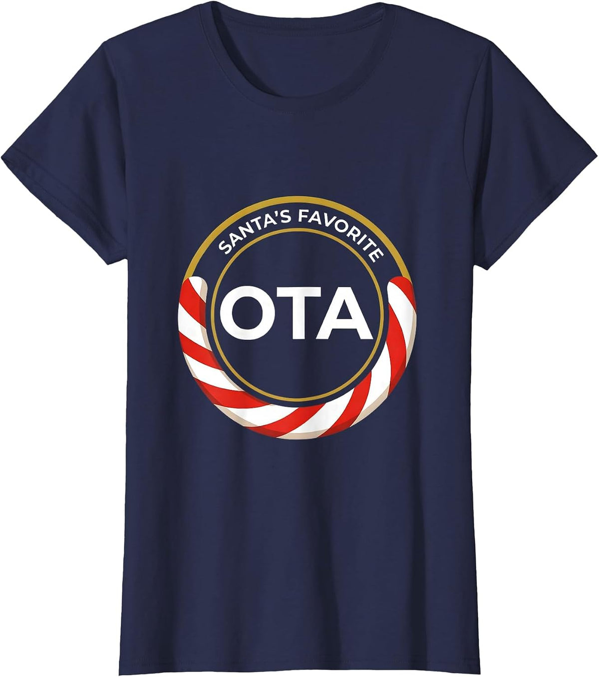 Women's Santa's Favorite OTA Funny Physical Therapy Christmas T-Shirt - Navy Blue