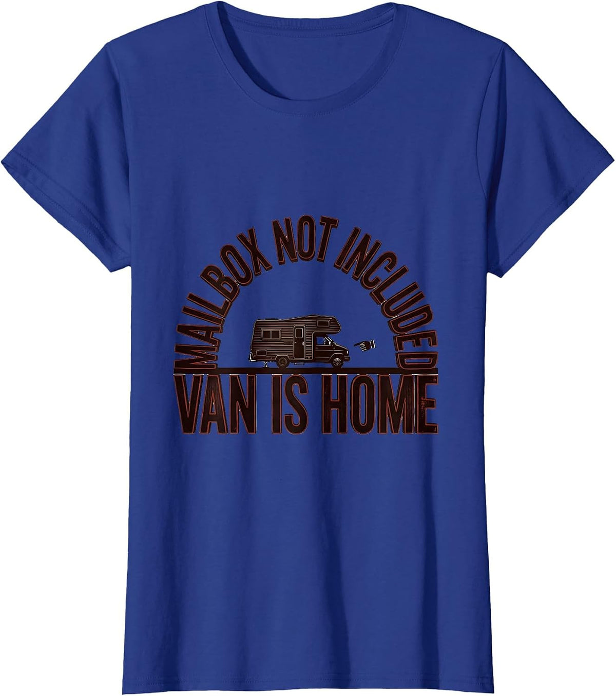 Women's Mailbox Not Included, Van Is Home Retro Van Life Nomads T-Shirt - Royal Blue