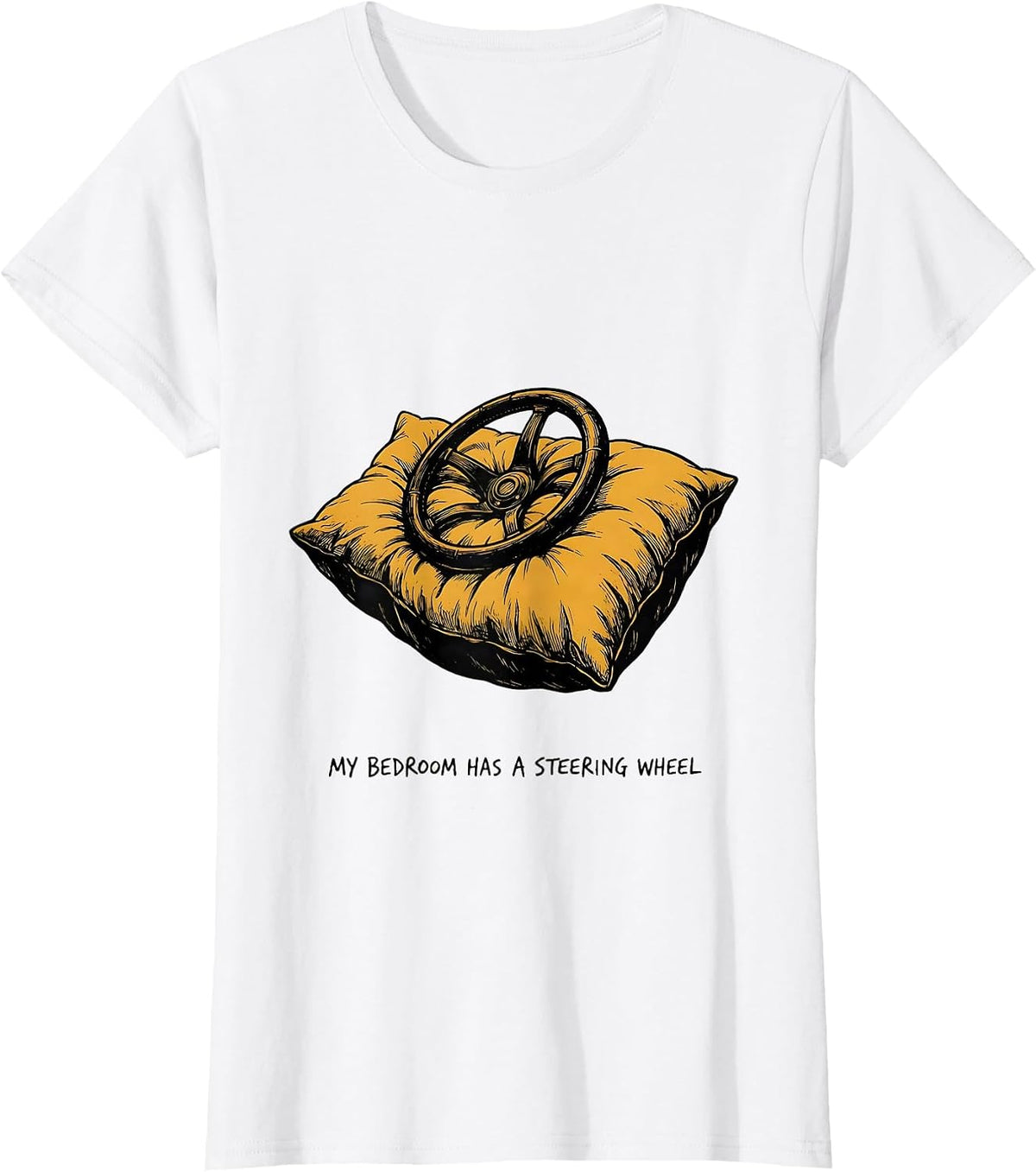 Women's My Bedroom Has A Steering Wheel Retro Van Life Nomads Camper T-Shirt - White