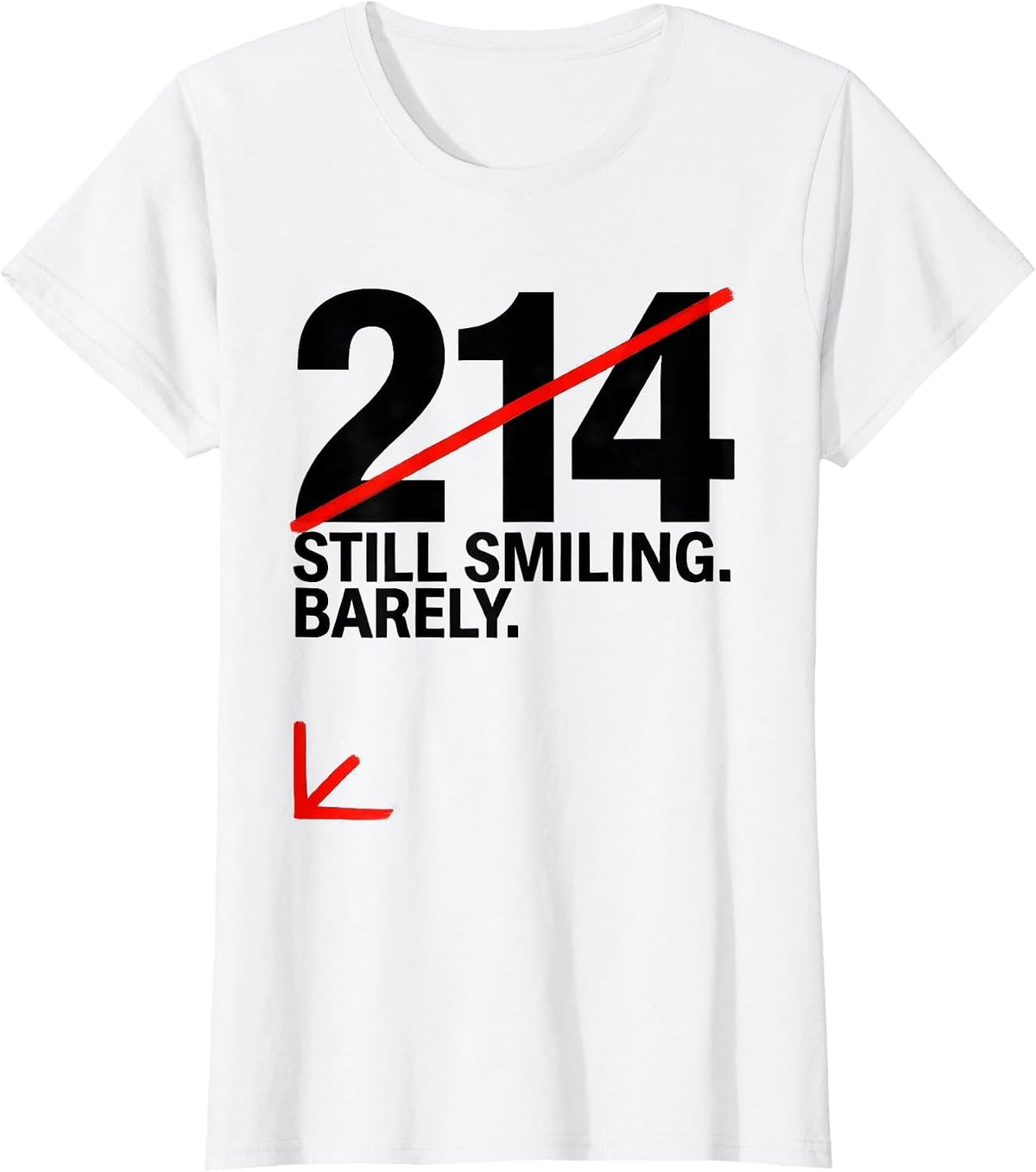Women's Bib 214: Still Smiling Barely Funny Cross Country Running T-Shirt - White