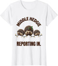 Women's Middle Hedgie Reporting In Cute Hedgehog Christmas Humor T-Shirt - White