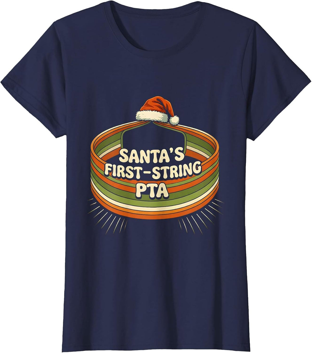 Women's Santa's First-String PTA Retro Physical Therapy Christmas T-Shirt - Navy Blue