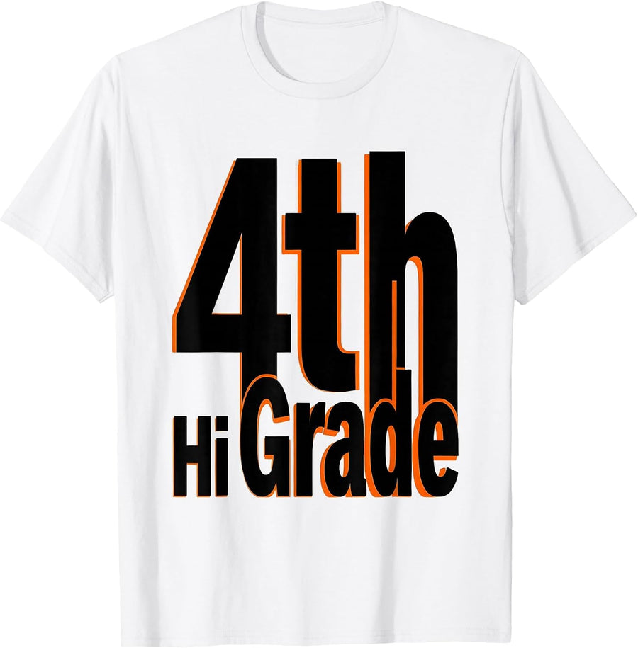 Men's Hi 4th Grade Funny Back To School Teacher Student T-Shirt - White