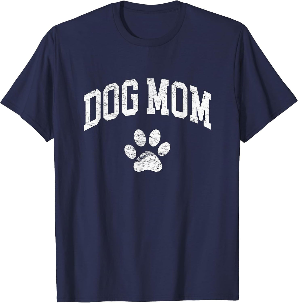 Dog Mom - Vintage Distressed Design - Funny Dog Paw Classic T-Shirt - Navy Blue