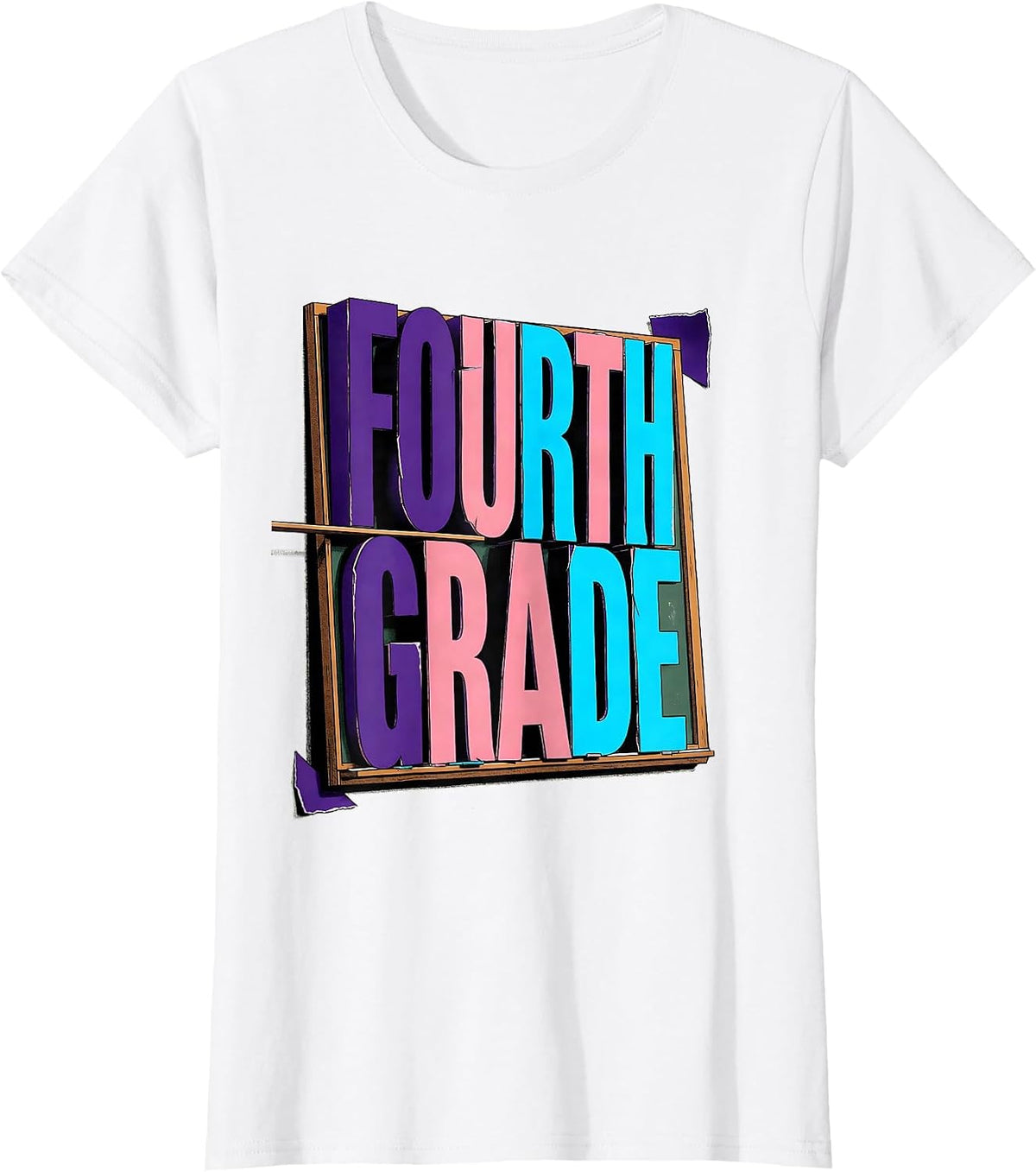 Fourth Grade New Wave Typography Back To School Girl Teacher T-Shirt - White