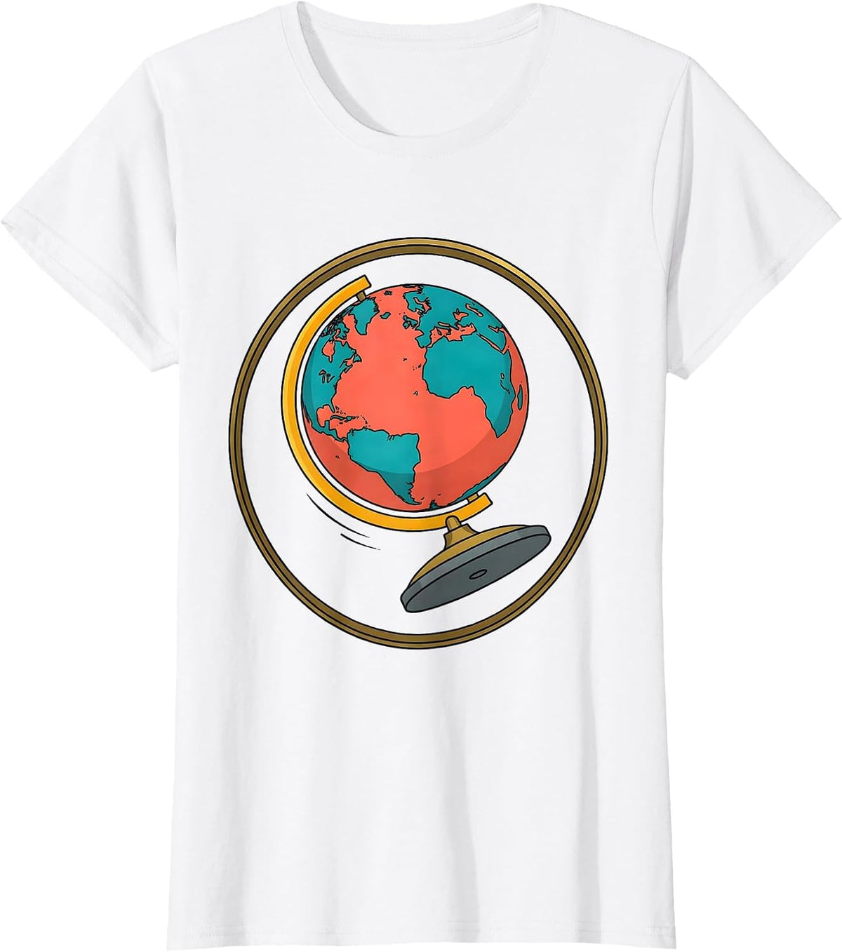 Substitute Teacher Spinning Globe Graphic T-Shirt - White