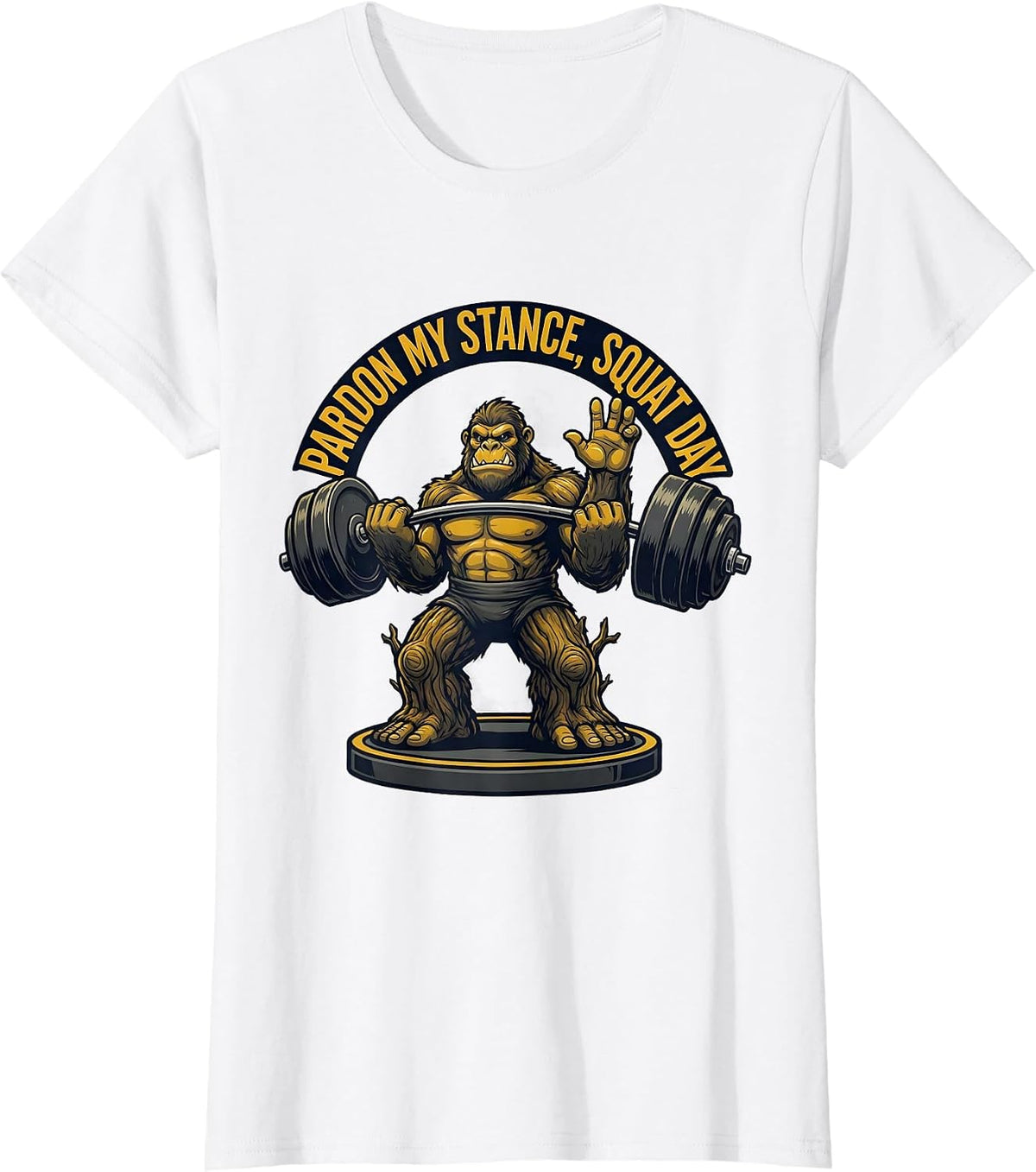 Pardon My Stance Squat Day Funny Gym Weightlifting Workout T-Shirt - White