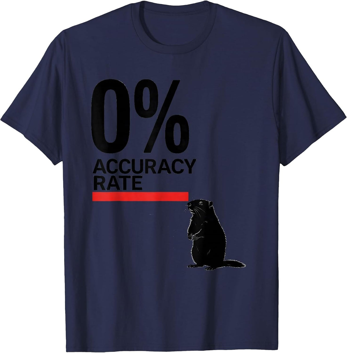 Zero Percent Accuracy Rate Funny Groundhog Day Humor T-Shirt - Navy Blue