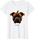 Women's My Pitkin Minimalist Pitbull Halloween Pumpkin Dog Lover T-Shirt - White