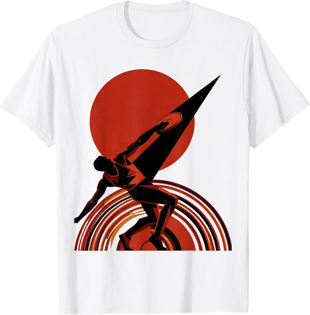 Men's Angular Discus Thrower Constructivist Poster Athlete Humor T-Shirt - White