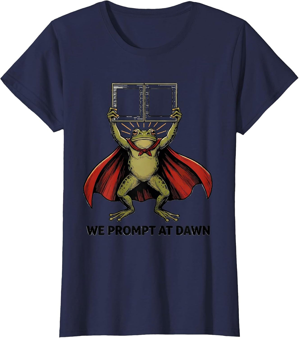 Women's We Prompt At Dawn Funny Teacher Frog Back to School T-Shirt - Navy Blue
