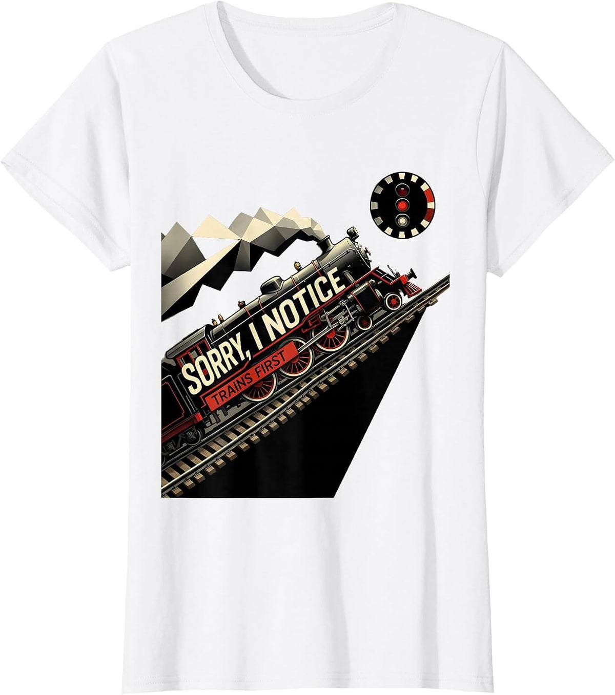 Sorry I Notice Trains First Funny Train Enthusiast Vintage T-Shirt - White