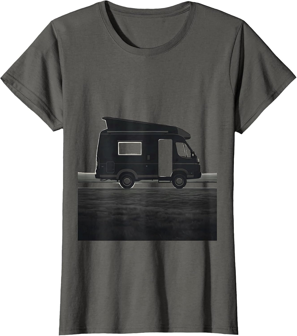 Women's Compact Pop-Top Camper Minimalist Van Life Van Dweller T-Shirt - Asphalt Grey