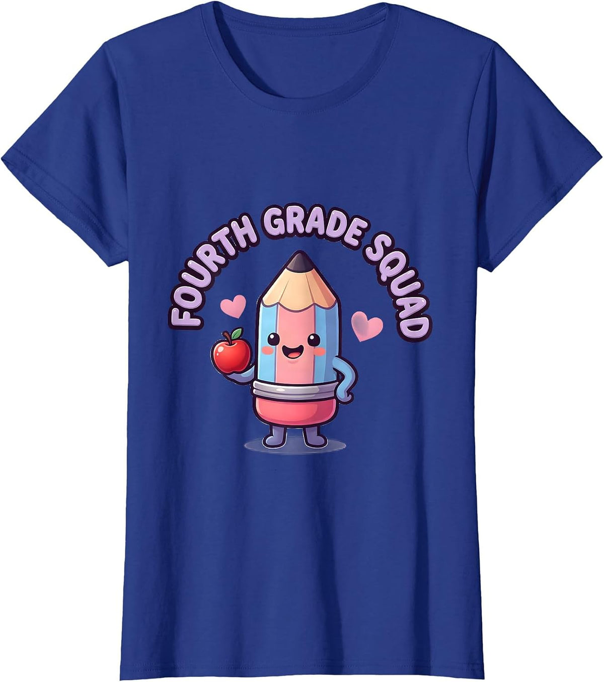 Women's Fourth Grade Squad Cute Kawaii Back to School Teacher T-Shirt - Royal Blue