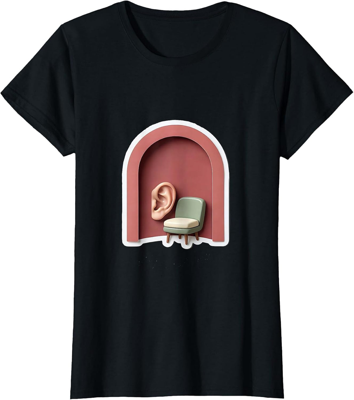 Rounded Doorway Ear Chair Sticker School Counselor Humor T-Shirt - Black