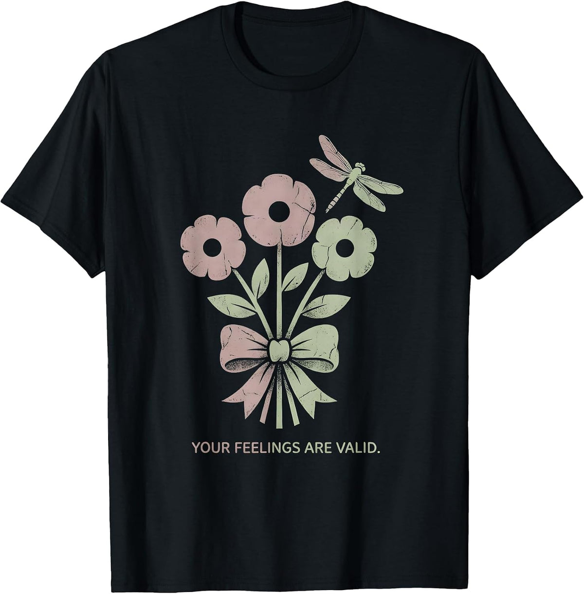 Men's Your Feelings Are Valid Mental Health Awareness Design T-Shirt - Black
