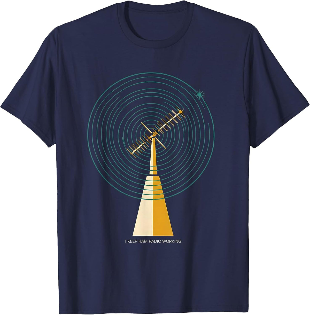Men's I Keep Ham Radio Working Midcentury Modern Amateur Radio T-Shirt - Navy Blue