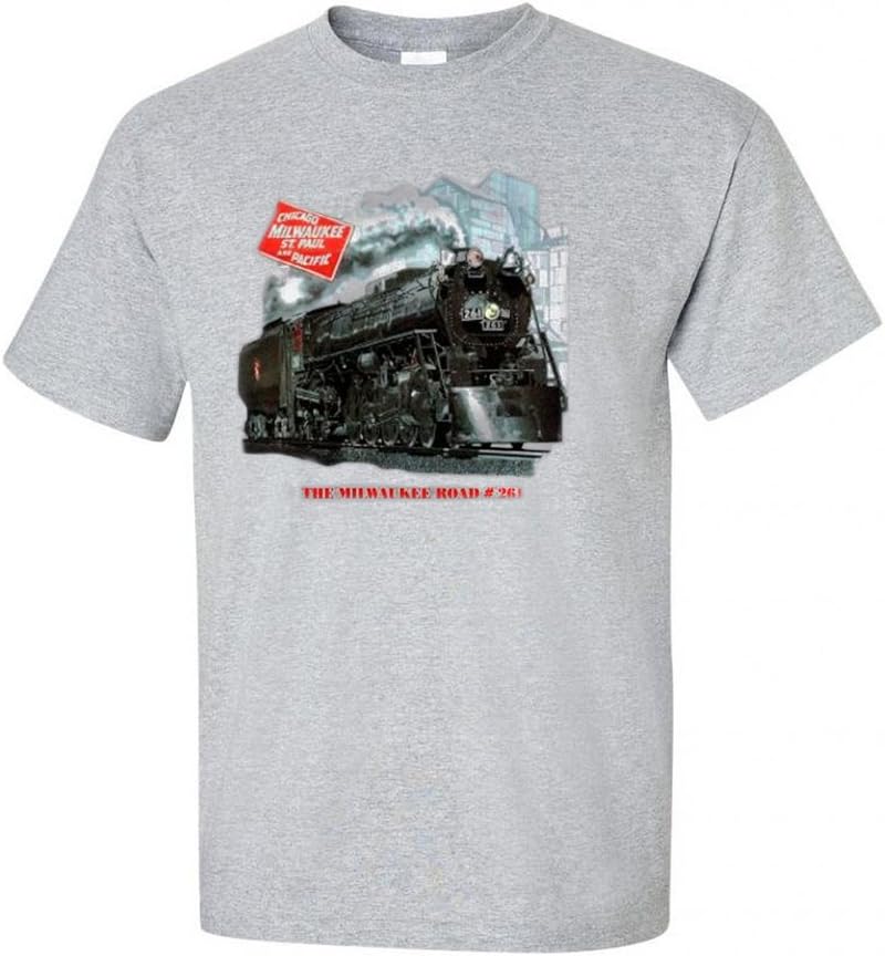 Milwaukee Road 261 Authentic Railroad T-Shirt Tee Shirt [261] - Kids Grey