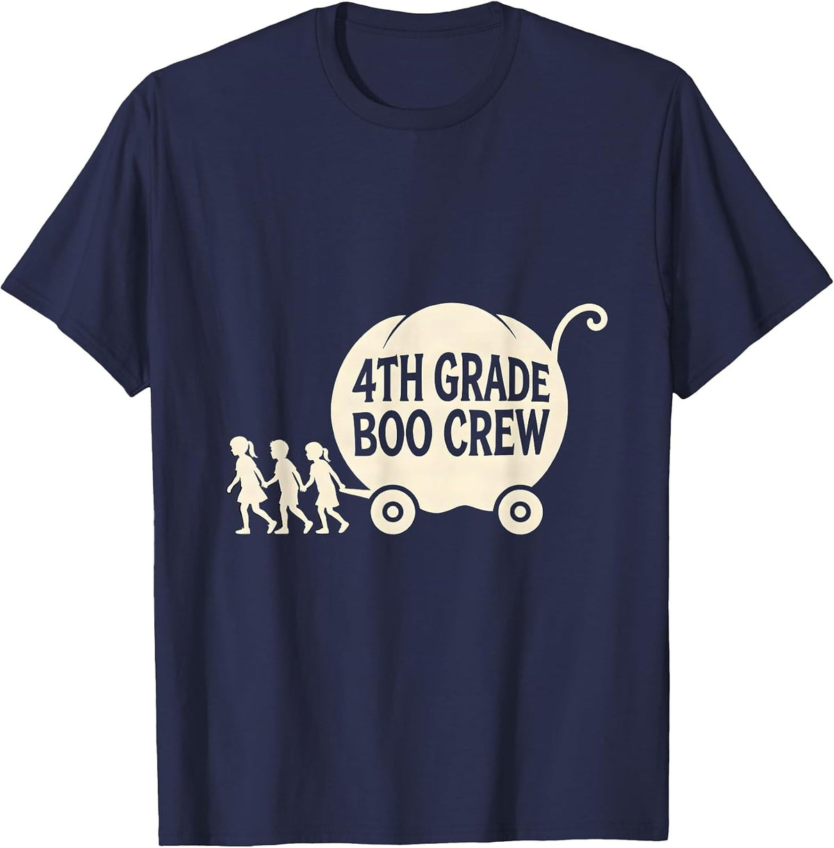 Men's 4th Grade Boo Crew Funny Fourth Grade Teacher Halloween T-Shirt - Navy Blue