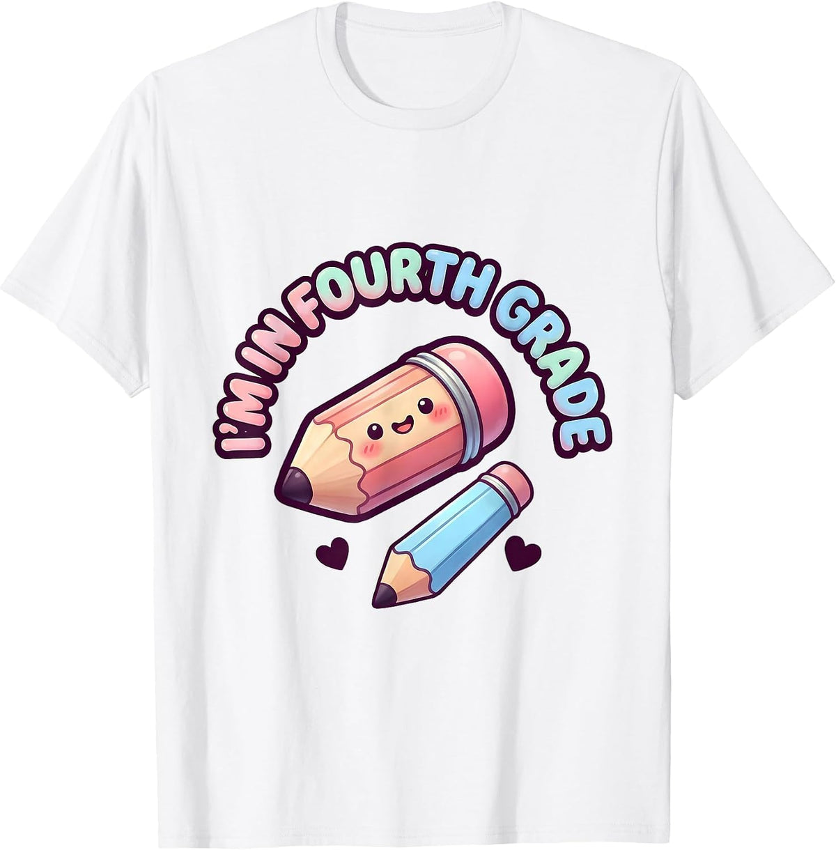 Men's I'm In Fourth Grade Cute Kawaii Back to School Pencil T-Shirt - White