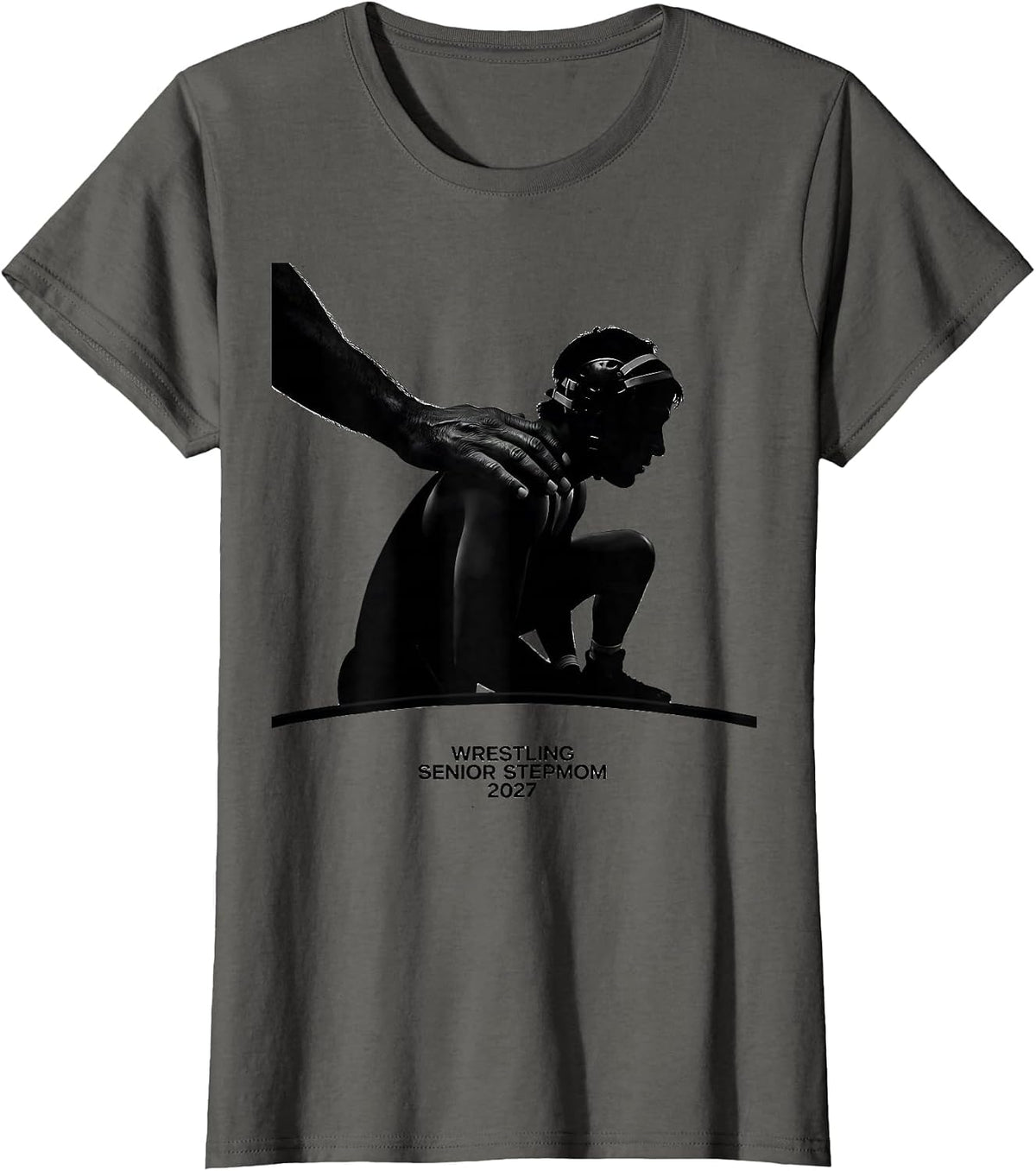 Women's Wrestling Senior Stepmom 2027 Graduation Senior Night T-Shirt - Asphalt Grey