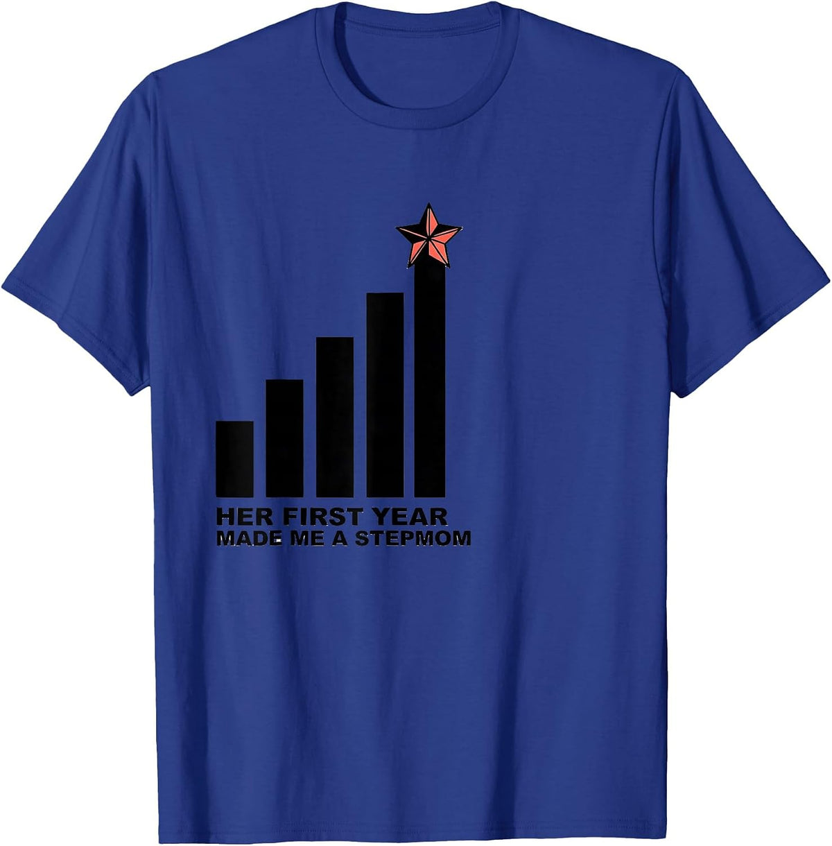 Her First Year Made Me A Stepmom Family Matching Birthday T-Shirt - Royal Blue