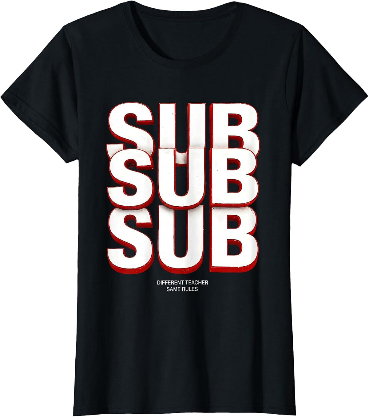 Different Teacher Same Rules Substitute Design T-Shirt - Black