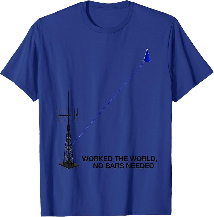 Worked The World No Bars Needed Funny Ham Radio Operator T-Shirt - Royal Blue