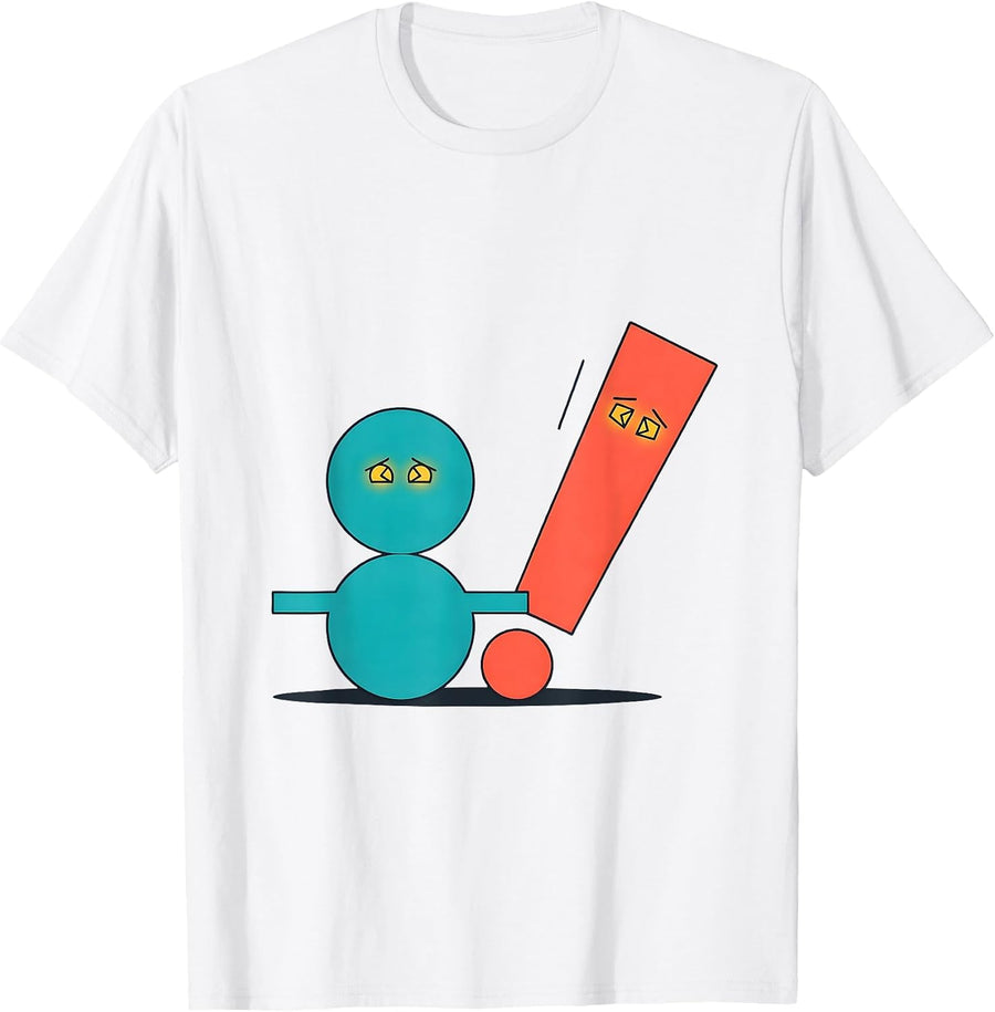 Men's Squared Colon Exclamation Funny Grammar Teacher Punctuation T-Shirt - White