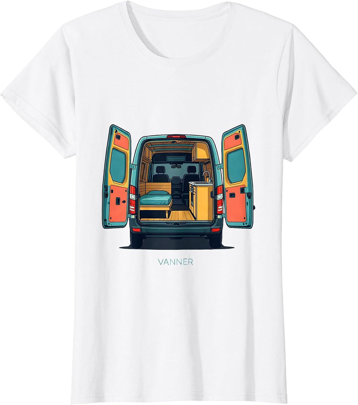 Vanner Retro Van Life Road Trip Travel Culture T-Shirt - White