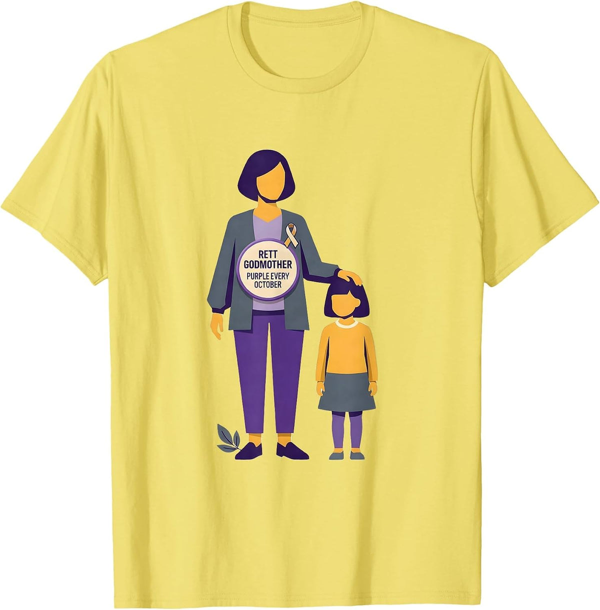 Men's Rett Godmother Purple Every October Cause Awareness Warrior T-Shirt - Lemon Yellow