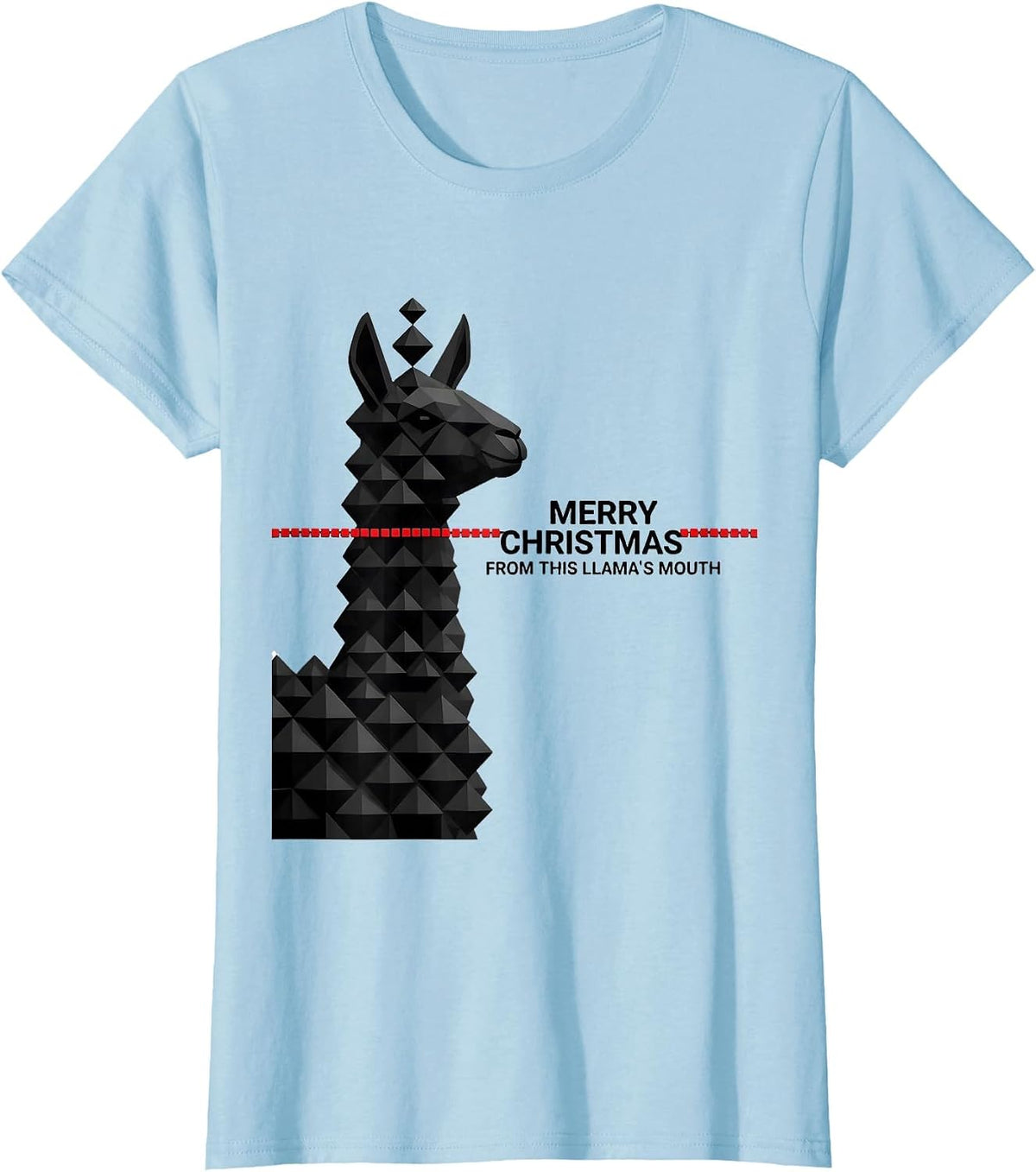 Women's Merry Christmas From This Llama's Mouth Funny Llama Lover T-Shirt - Baby Blue