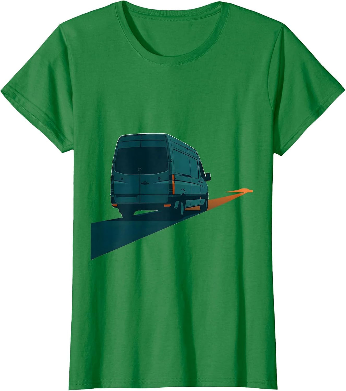 Women's Boxy Conversion Van Minimalist Van Life Road Trip Nostalgia T-Shirt - Kelly Green