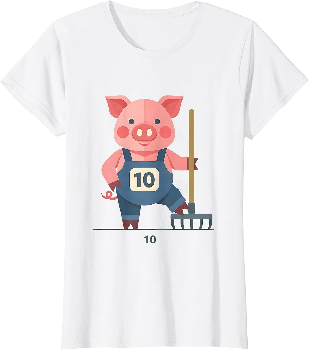 10 Flat Vector Pig Lover Halloween Costume Humor T-Shirt - White