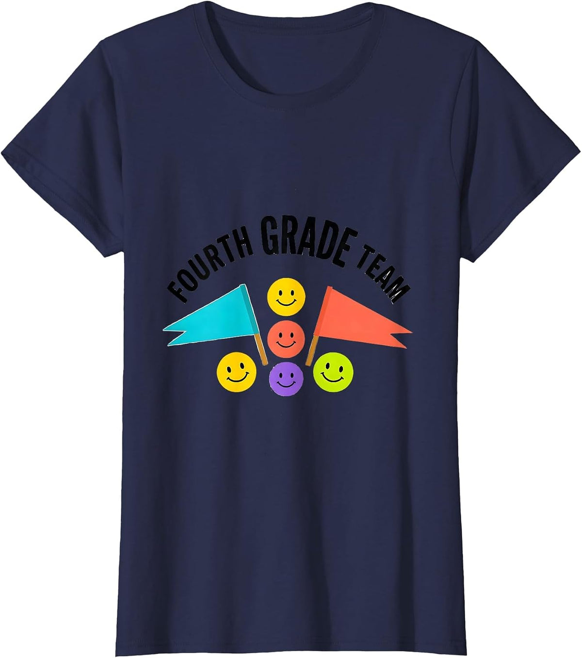 Women's Fourth Grade Team Back to School Student Teacher Crew T-Shirt - Navy Blue