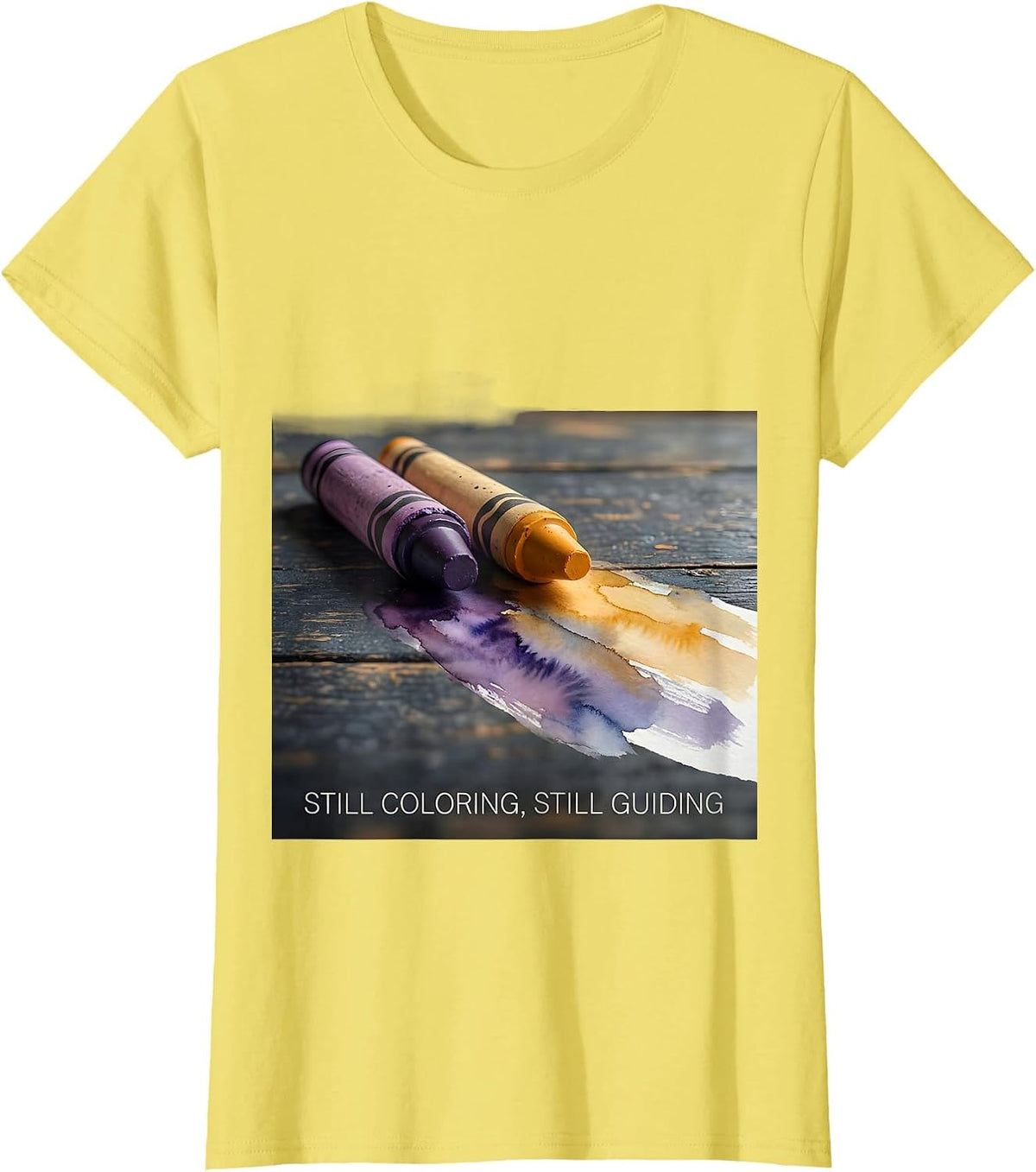 Still Coloring Still Guiding Watercolor Mental Health T-Shirt - Lemon Yellow
