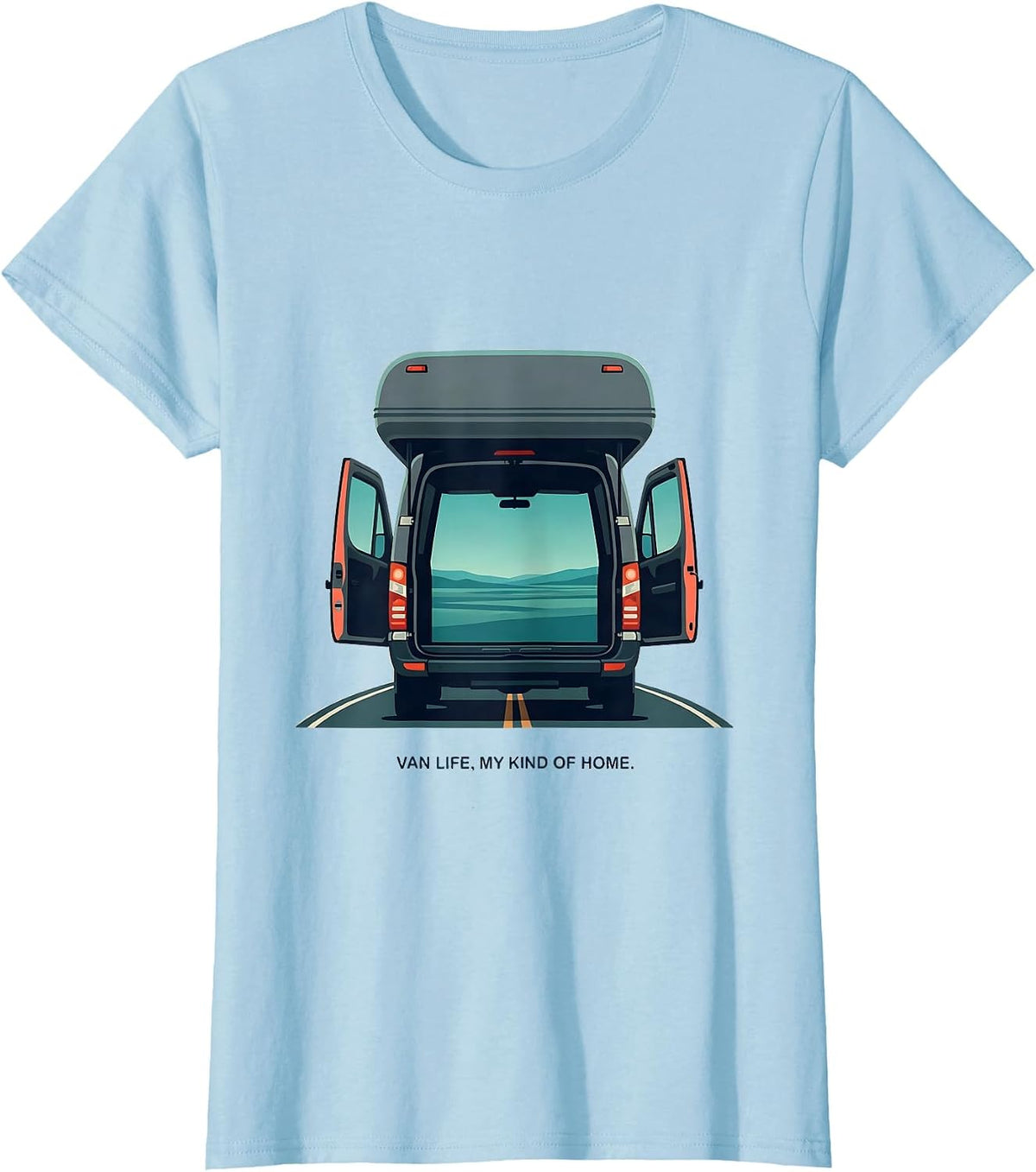 Van Life My Kind Of Home Retro Van Dwellers Nomad Travel T-Shirt - Baby Blue