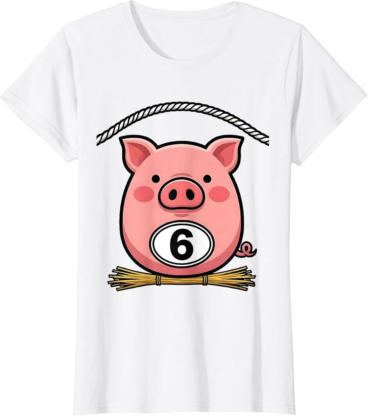 6 Funny Pig Face Halloween Costume Novelty Humor T-Shirt - White