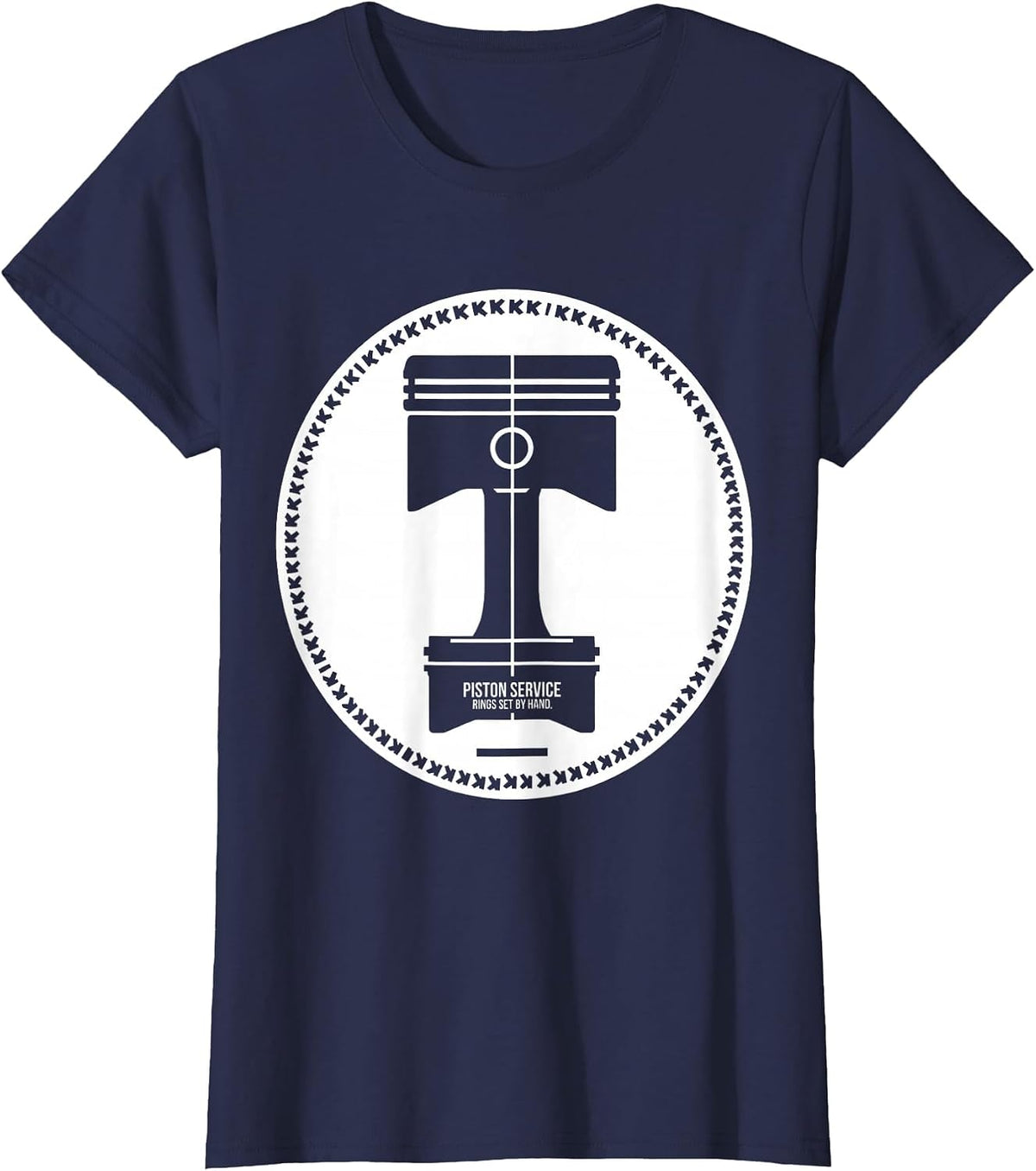 Women's Piston Service Rings Set By Hand Classic Muscle Car Hot Rod T-Shirt - Navy Blue