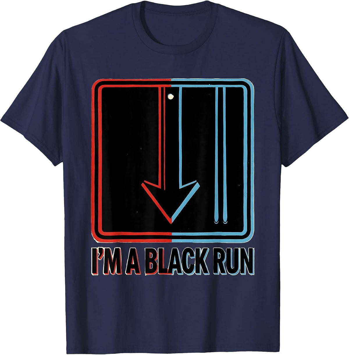 Men's I'm A Black Run Funny Ski Dad Winter Sports Gift T-Shirt - Navy Blue
