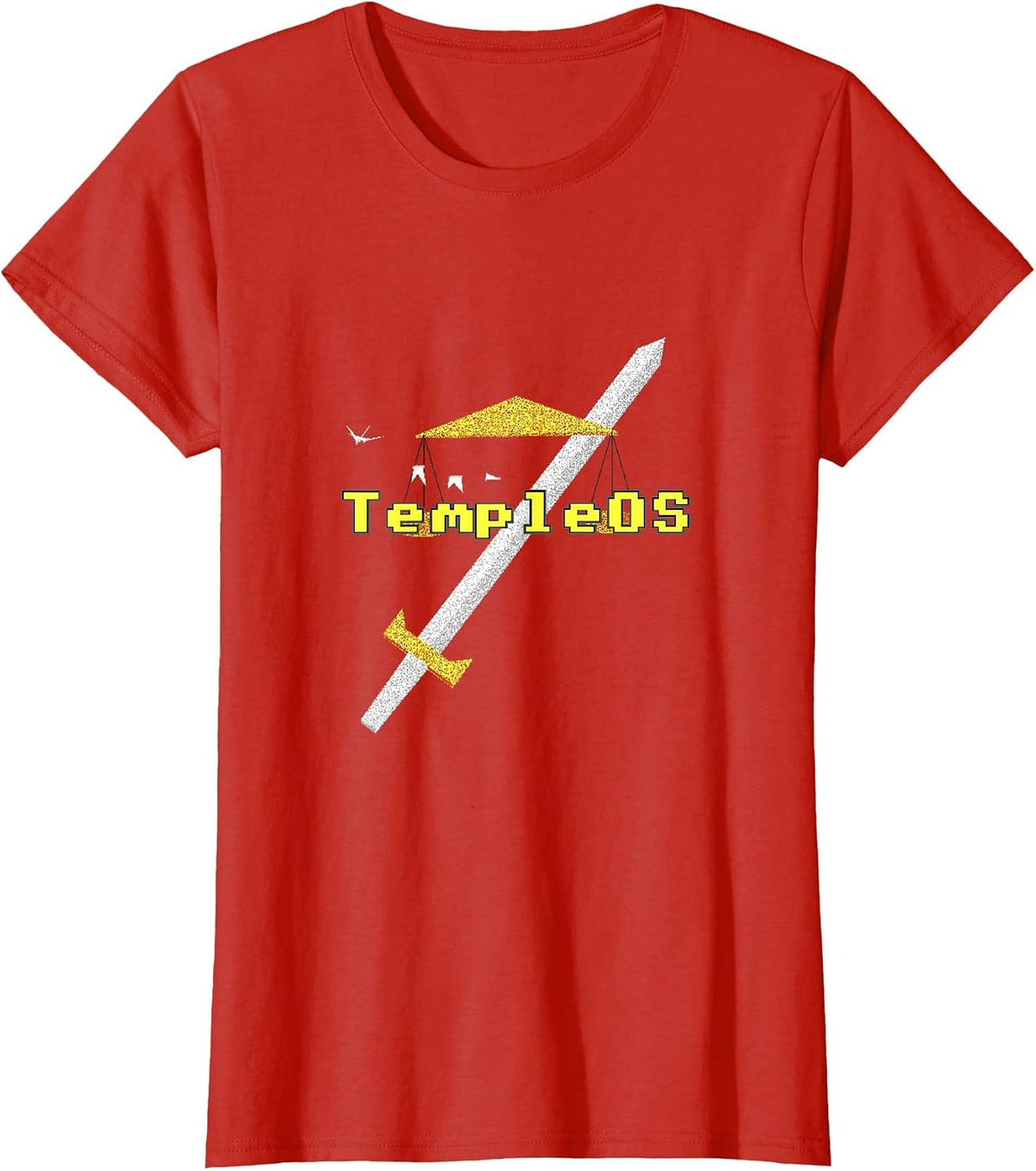 TempleOS Operating System Fan Gear Memory of Terry A. Davis T-Shirt Tee for Tech Enthusiasts - Red